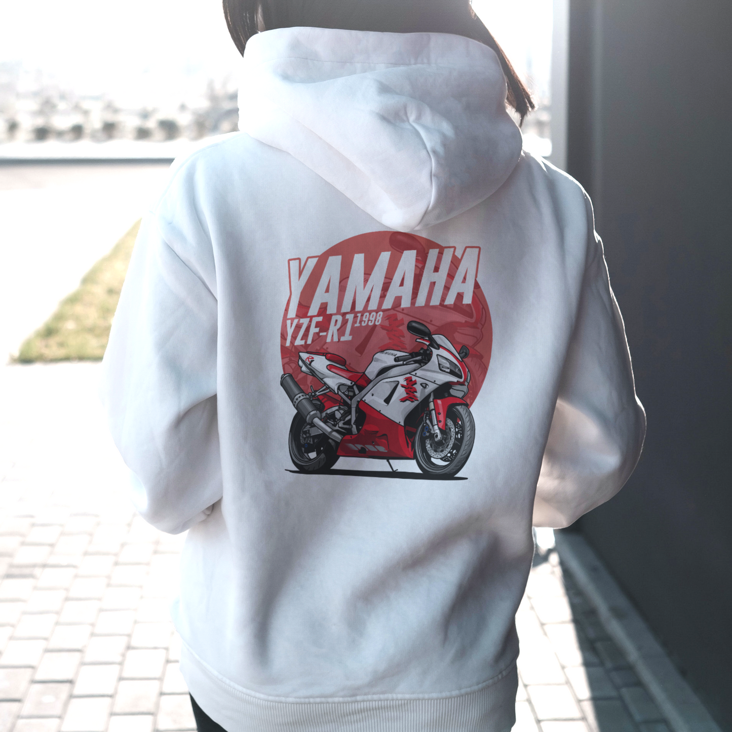 Custom Motorcycle Hoodie - Illustration + Background Feature