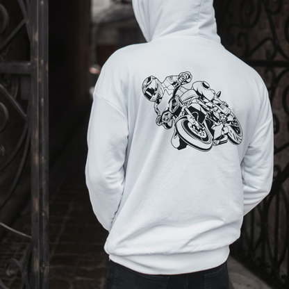Custom Motorcycle Hoodie Black White Illustration Life at Lean